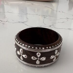 Anna Beck Sterling Silver and Brown Floral Bracelet